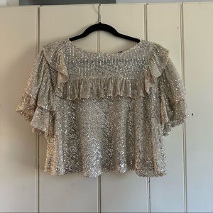 Free People Tie Back Sequin Top